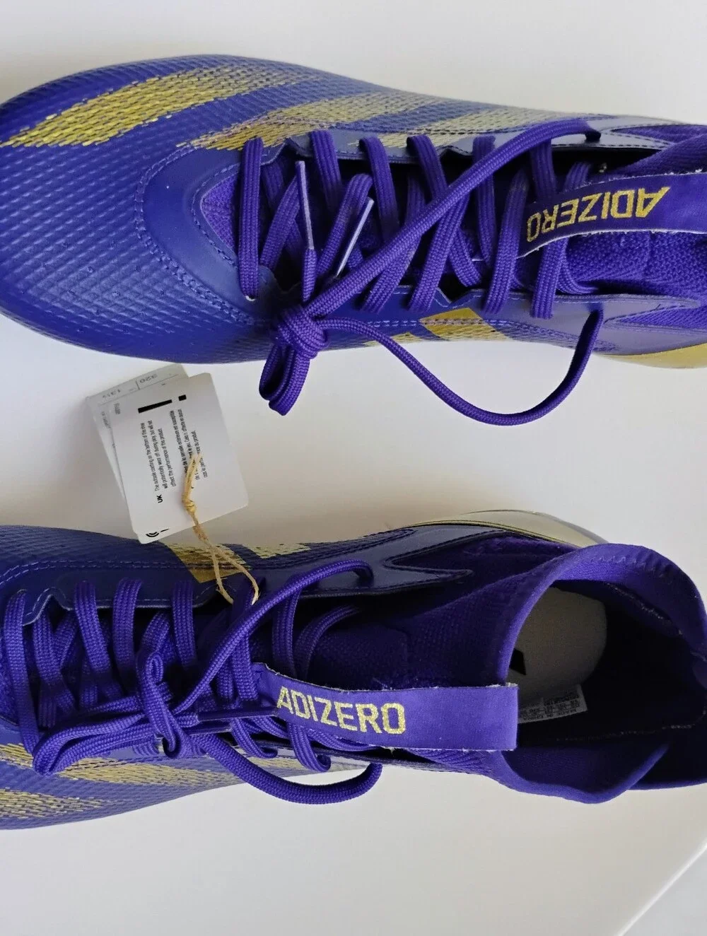Brand New Adidas Blue and Gold Adizero Soccer Cleats Size 14